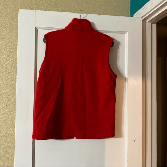 Merino angora red winter vest made in New Zealand size M - Picture 4 of 10